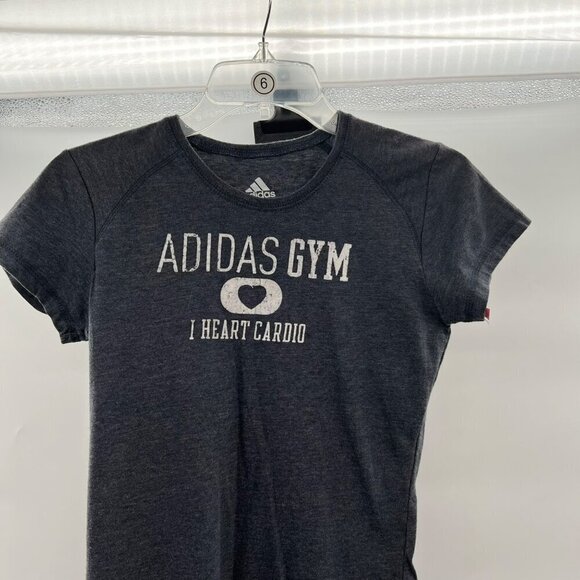 Adidas Women's Short Sleeve T-Shirt Charcoal/White Size Small - Picture 2 of 8